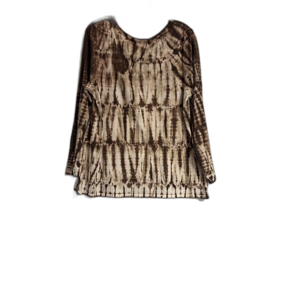 Pure Jill J. Jill Tie-Dye Cocoa Brown and Beige Long Sleeve T Shirt Tunic  Lg P